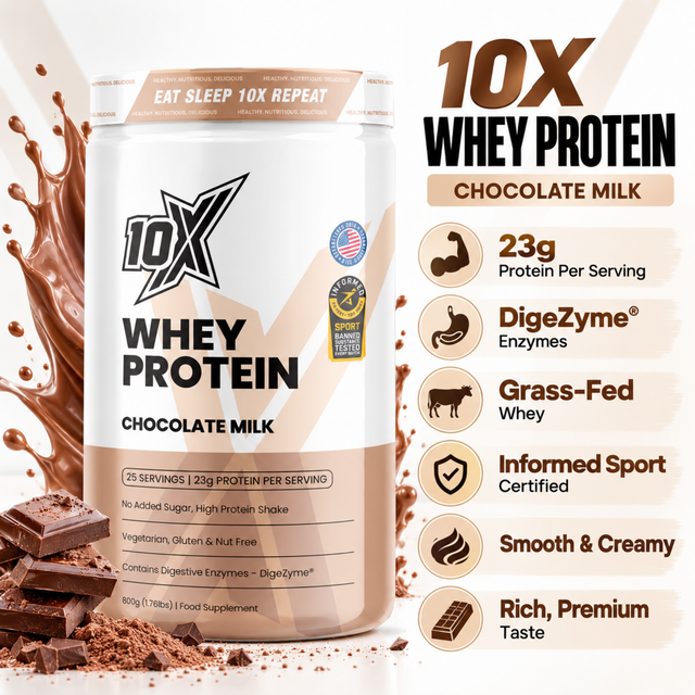 10X Whey Protein Chocolate Milk 800g with 23g protein per serving