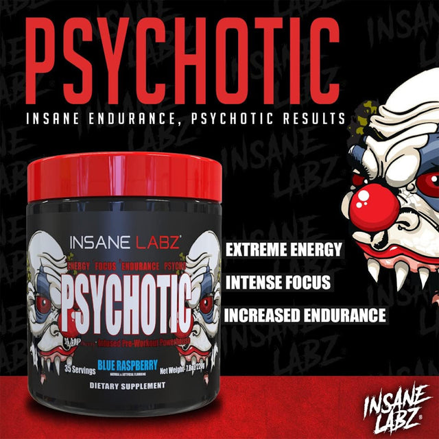 INSANE LABZ PSYCHOTIC PRE WORKOUT | BLUE RASPBERRY FLAVOUR