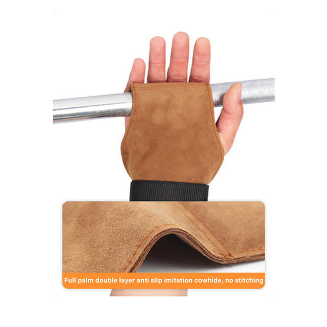 Full palm double-layer anti-slip gym grips imitation cowhide for weightlifting