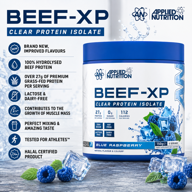 Applied Nutrition Beef-XP Clear Protein Isolate Blue Raspberry with 27g protein