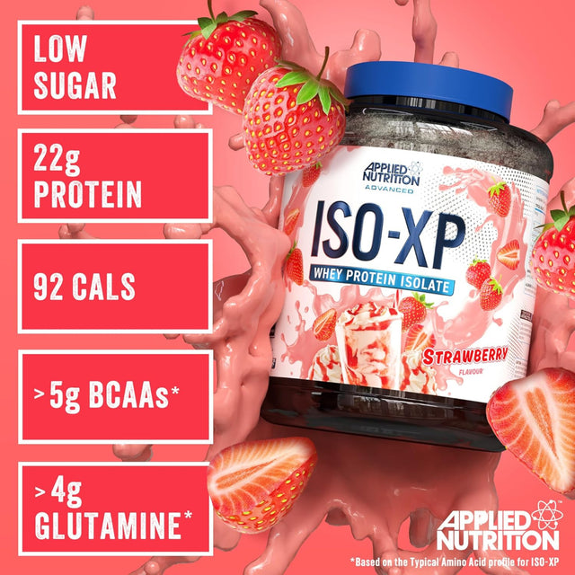 Applied Nutrition ISO-XP Whey Protein Isolate Strawberry Flavour - 22g প্রোটিন, 92 ক্যালোরি, Low Sugar, >5g BCAAs, >4g Glutamine.