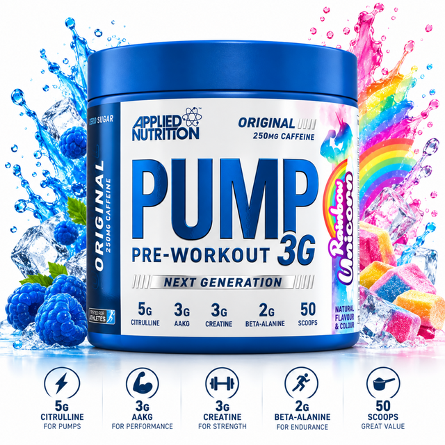 Applied Nutrition Pump 3G Pre-Workout Rainbow Unicorn with 250mg Caffeine