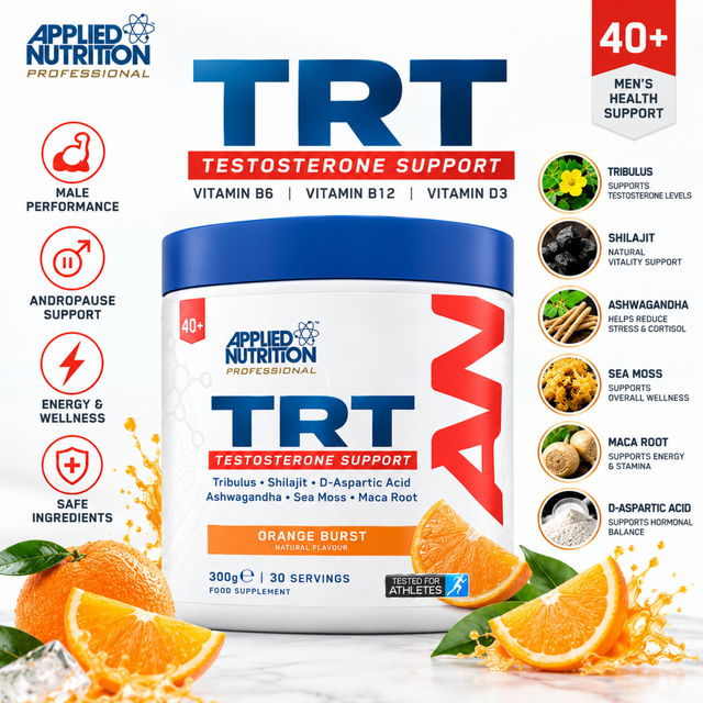 Applied Nutrition Professional TRT Testosterone Support Supplement Orange Burst 300g for Men 40+
