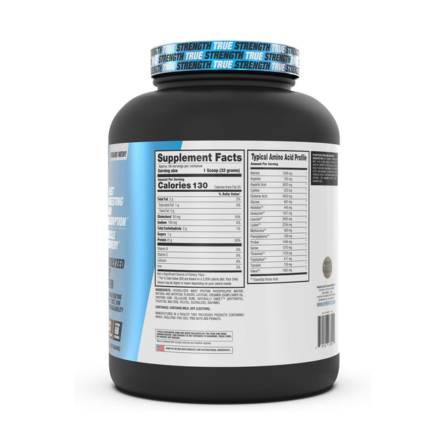 BPI Sports Hydro HD Supplement Facts label showing 130 calories, 25g protein, 2g total carbs, and the complete amino acid profile.