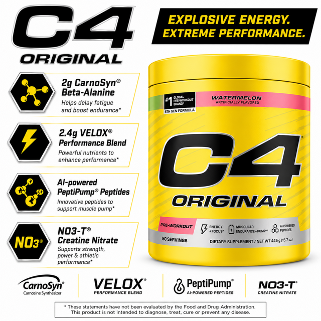 C4 Original Pre-Workout Supplement - Watermelon (50 Servings)
