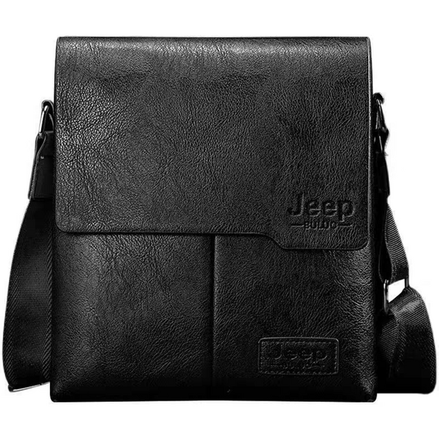Jeep Buluo men's sleek black crossbody bag. High-quality urban messenger bag designed for style and utility, perfect for men on the go.