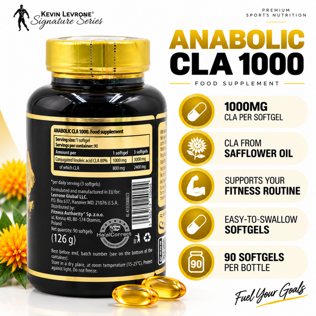 Kevin Levrone Anabolic CLA 1000, 90 Softgels – Supplement Facts and Product Label
