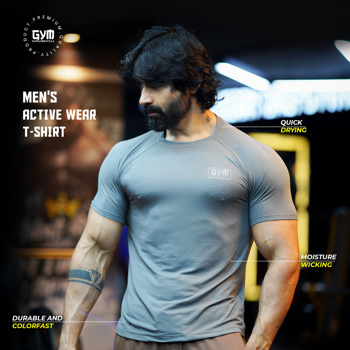 MEN'S ACTIVEWEAR GYM T-SHIRT GYM SUPPLEMENTS