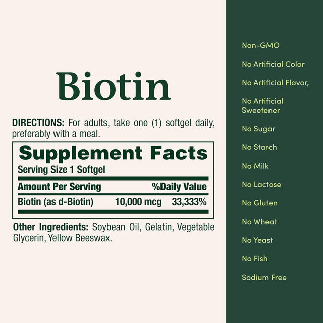 Nature’s Bounty Biotin 10,000 mcg – Supports Energy Metabolism