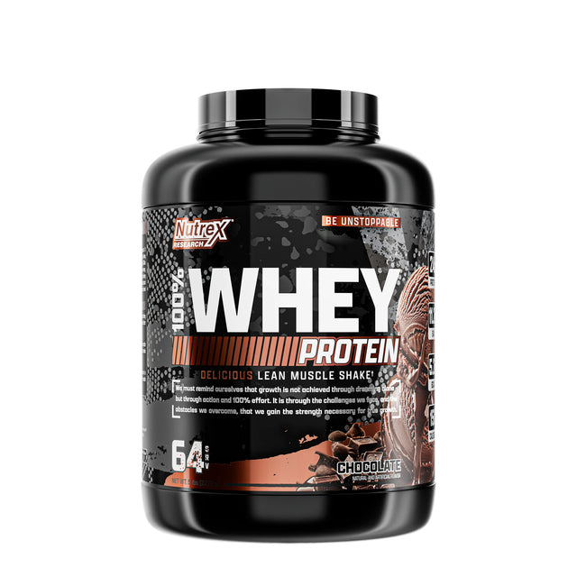 Nutrex Research 100% Whey Protein Chocolate flavor 5 lb tub, 64 servings lean muscle shake.