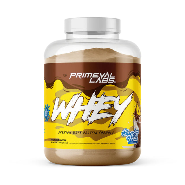 Primeval Labs Whey Protein Chocolate Milk flavor – 4.8 lbs premium whey protein supplement