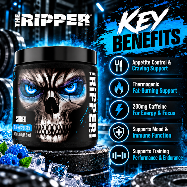 The Ripper Fat Burner Blue Raspberry with 200mg caffeine