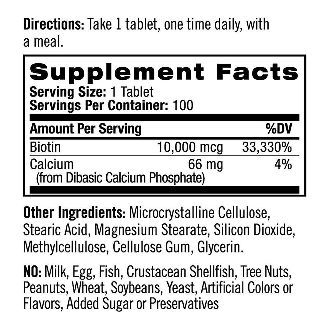 BIOTIN FAST DISSOLVE | 10000 MCG | NUTRITION FACTS | GYMSUPPLEMENTSUS.COM