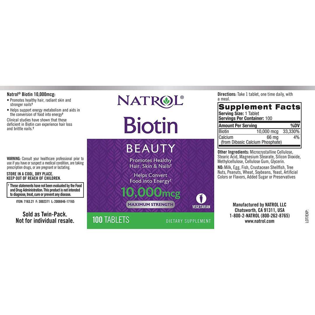 BIOTIN FAST DISSOLVE | 10000 MCG | NUTRITION FACTS | GYMSUPPLEMENTSUS.COM