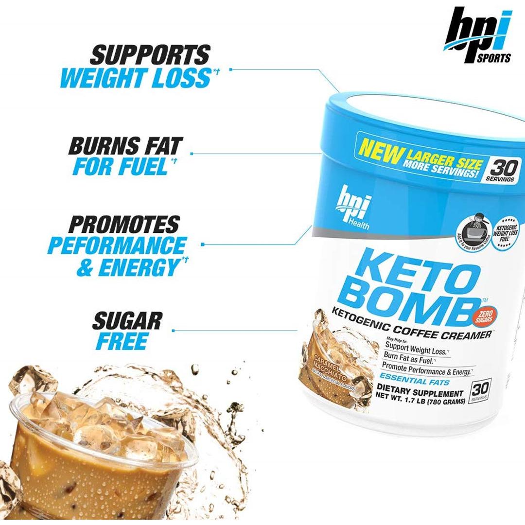 BPI KETO BOMB | 30 SERVINGS | CARAMEL MACCHIATO FLAVOR | GYMSUPPLEMENTSUS.COM