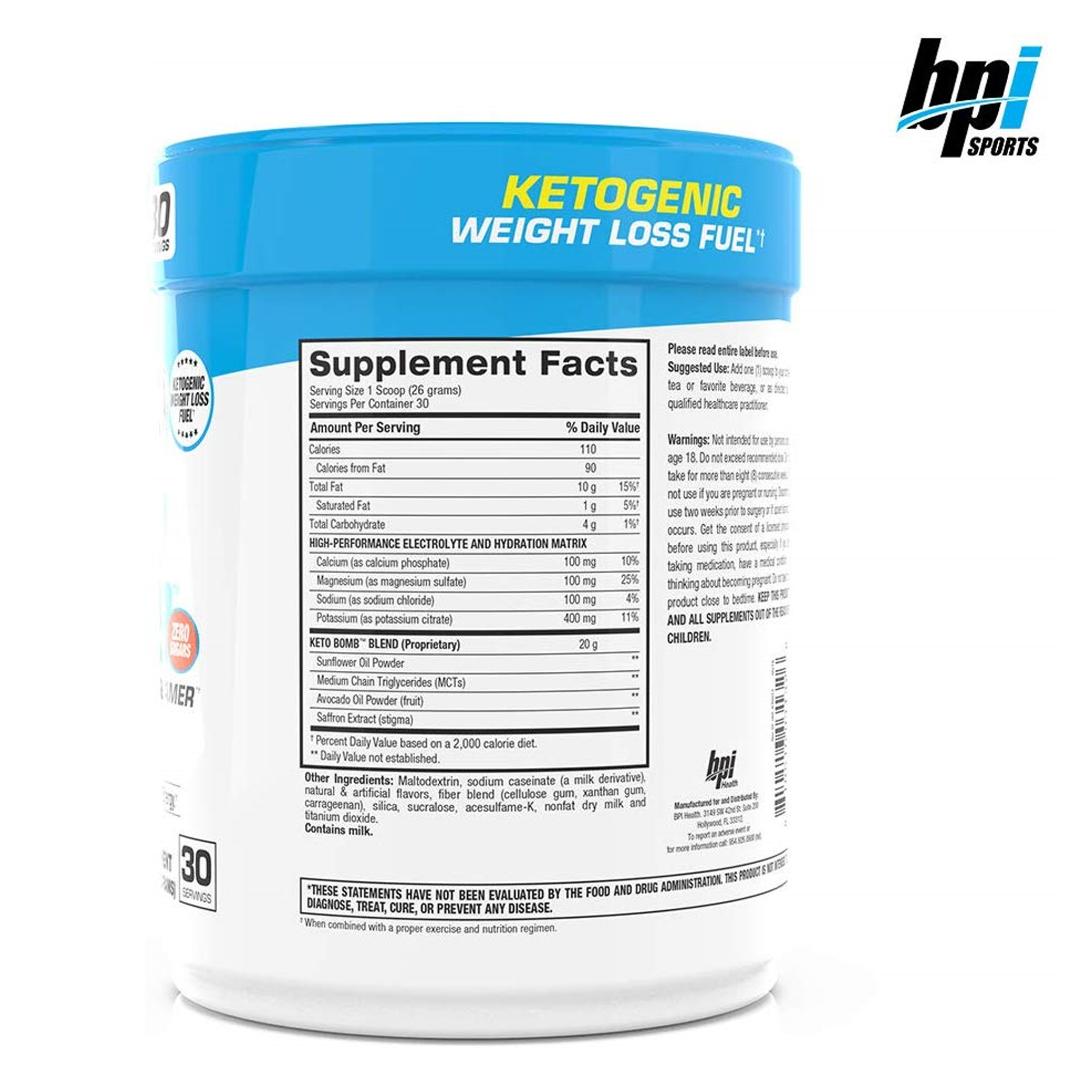 BPI KETO BOMB | 30 SERVINGS NUTRITION FACTS | CARAMEL MACCHIATO FLAVOR | GYMSUPPLEMENTSUS.COM