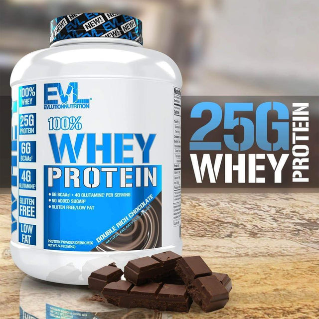 EVL 100% WHEY 5LBS | DOUBLE RICH CHOCOLATE FLAVOR | GYM SUPPLEMENTS U.S