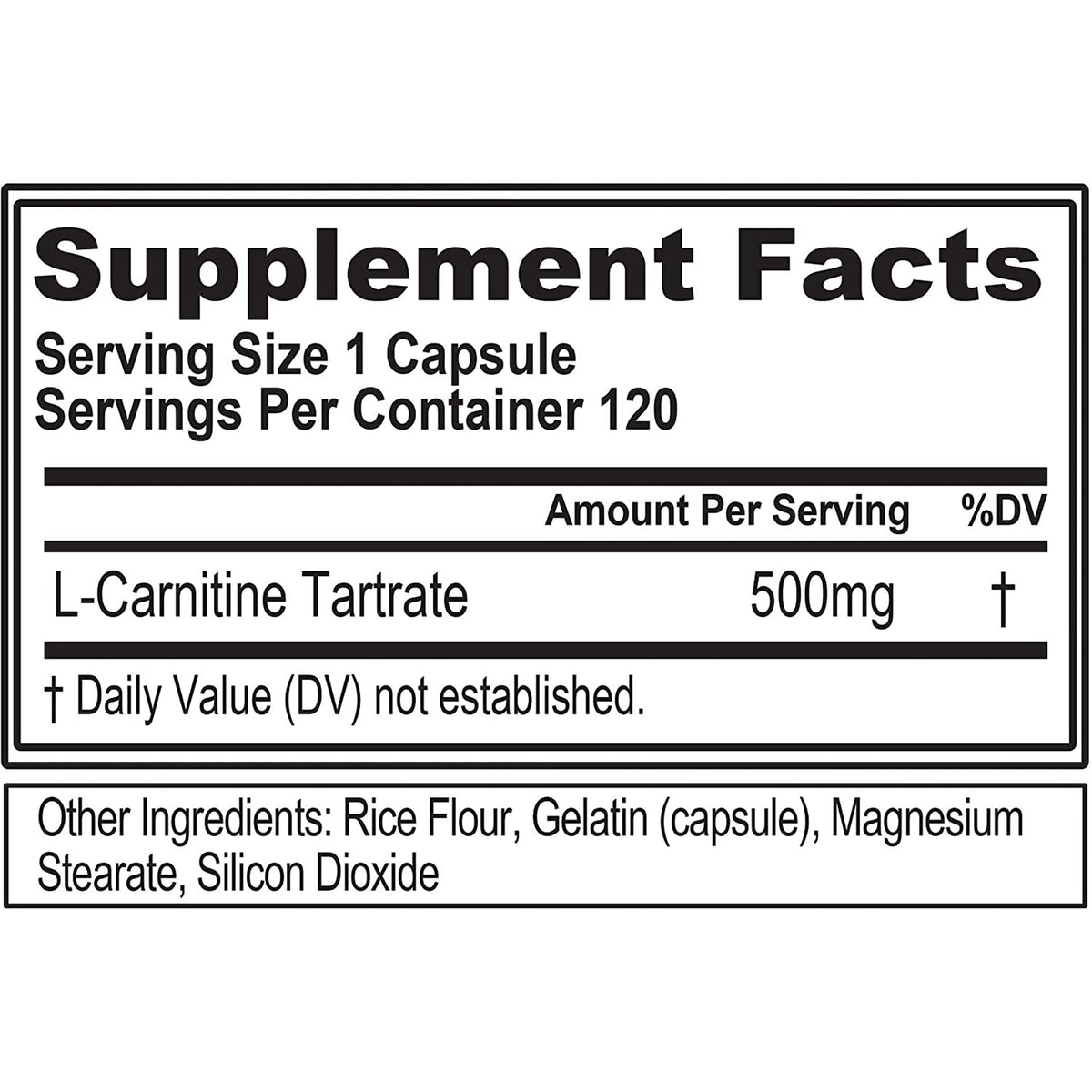 EVL L-CARNITINE 500 | NUTRITION FACTS