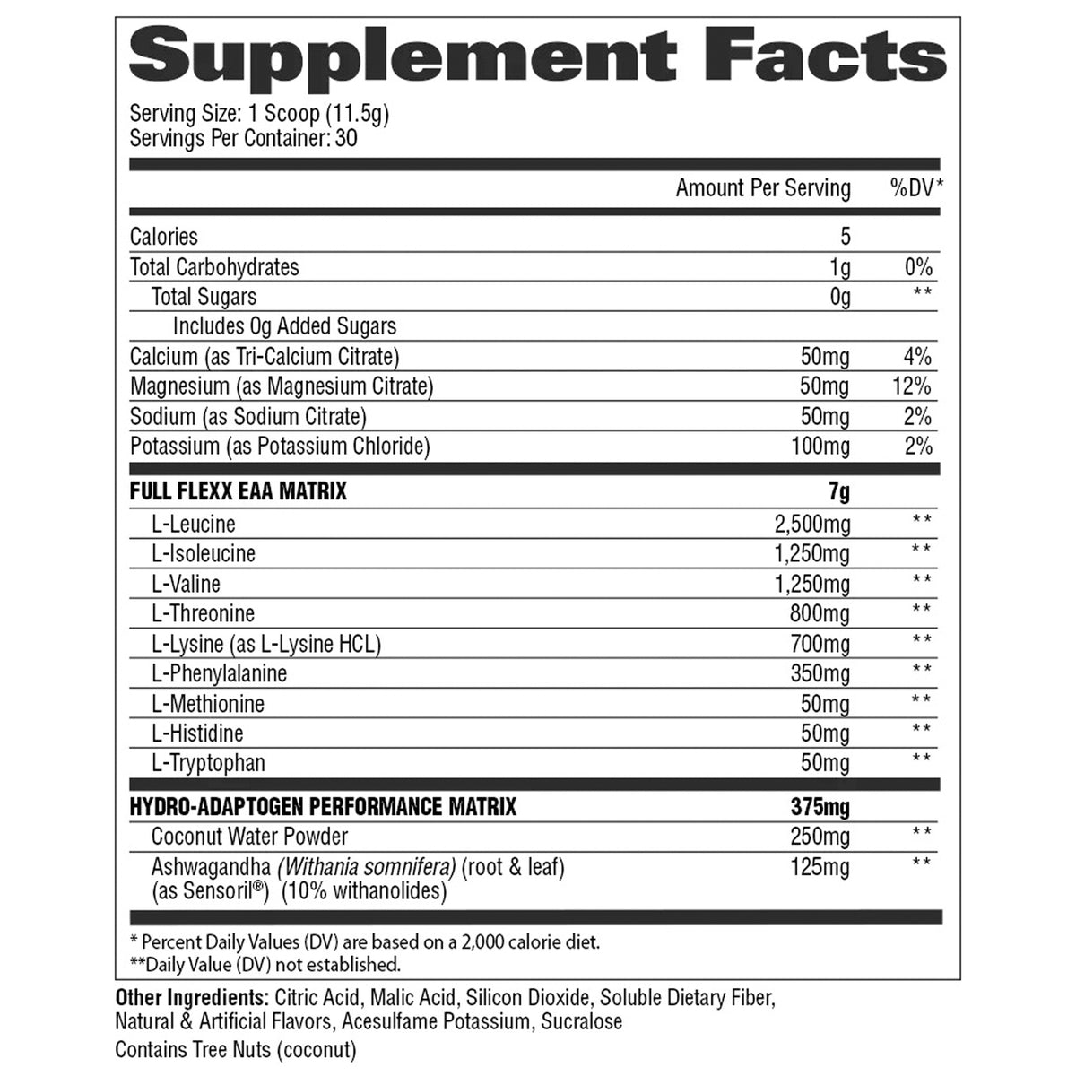 GAT FLEXX EAAs NUTRITION FACTS