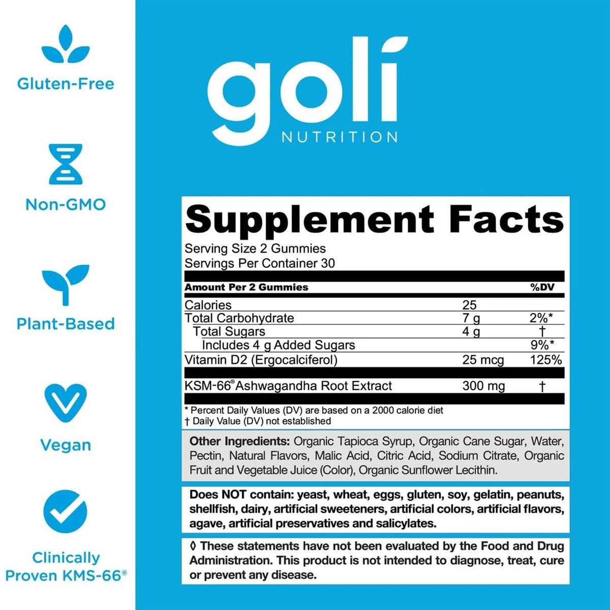 GOLI ASHWAGANDHA GUMMIES | NUTRITION FACTS