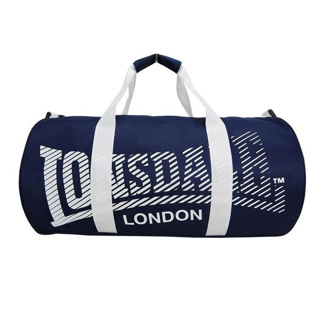 LONSDALE SPORTS BARREL BAG | NAVY WHITE COLOR | GYM SUPPLEMENTS U.S