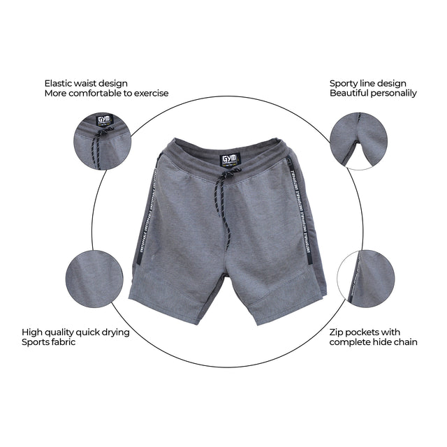 MENS SHORTS | SILVER COLOR | GYM SUPPLEMENTS U.S