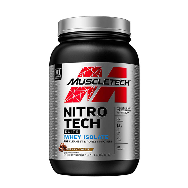 NITRO TECH ELITE 100% WHEY ISOLATE | MILK CHOCOLATE FLAVOR | GYM SUPPLEMENTS U.S