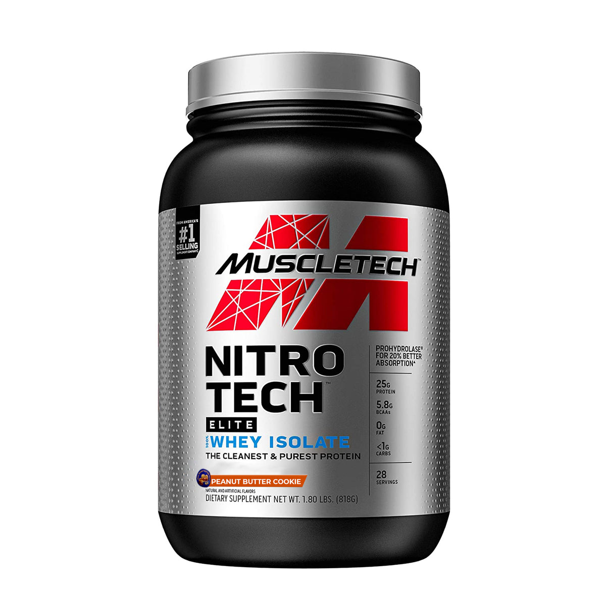 NITRO-TECH ELITE 100% WHEY ISOLATE | PEANUT BUTTER COOKIE | GYM SUPPLEMENTS U.S