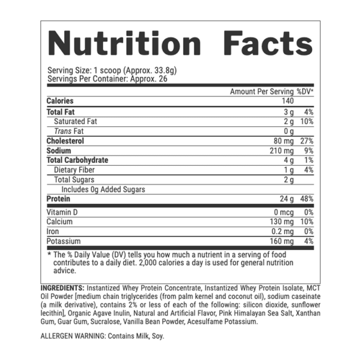 NUTREX PREMIUM 100% WHEY | NUTRITION FACTS 