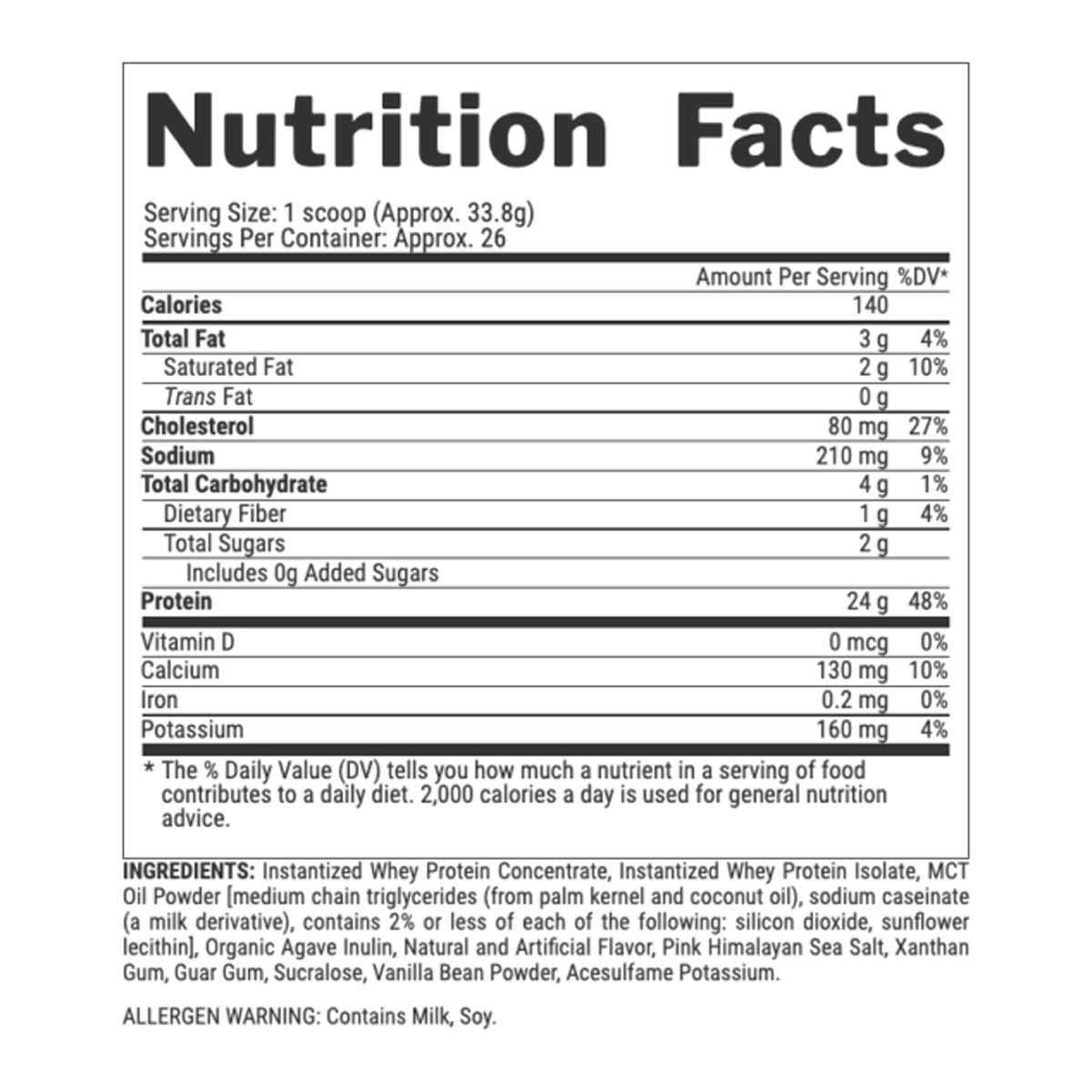 NUTREX PREMIUM 100% WHEY | NUTRITION FACTS