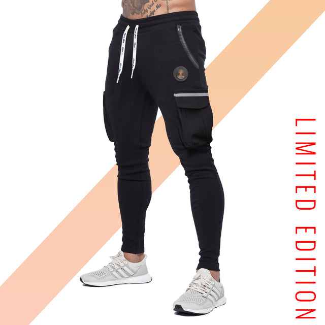 TAPERED CARGO SWEATPANTS | BLACK COLOR | GYM SUPPLEMENTS U.S