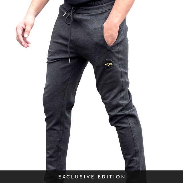 TAPERED GYM SWEATPANTS | BLACK-MELANGE-COLOR | GYM SUPPLEMENTS U.S