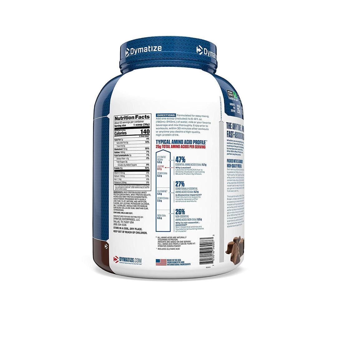 DYMATIZE ELITE 100% WHEY PROTEIN | RICH CHOCOLATE FLAVOR | NUTRITION FACTS | GYMSUPPLEMENTSUS.COM | GYM SUPPLEMENTS U.S
