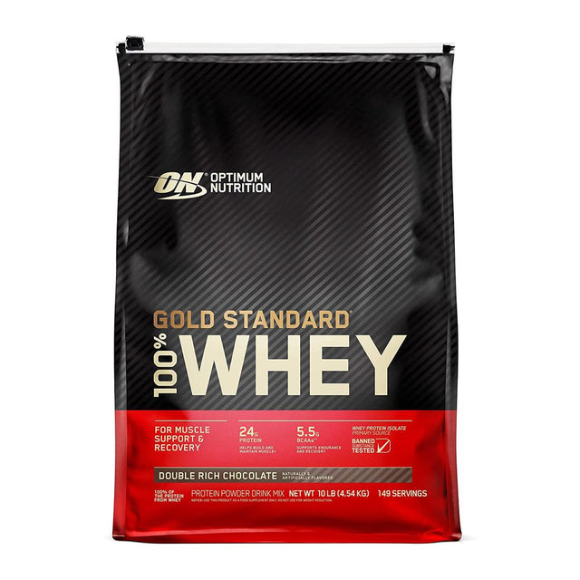 WHEY GOLD STANDARD PROTEIN - 10 LBS | DOUBLE RICH CHOCOLATE FLAVOR | GYM SUPPLEMENTS U.S