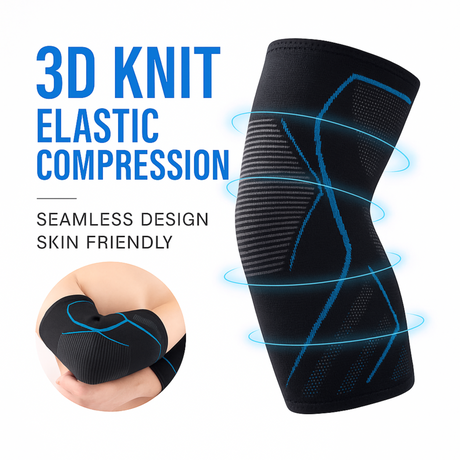 3D knit elbow compression sleeve with seamless design and elastic support for joint pain relief and sports protection
