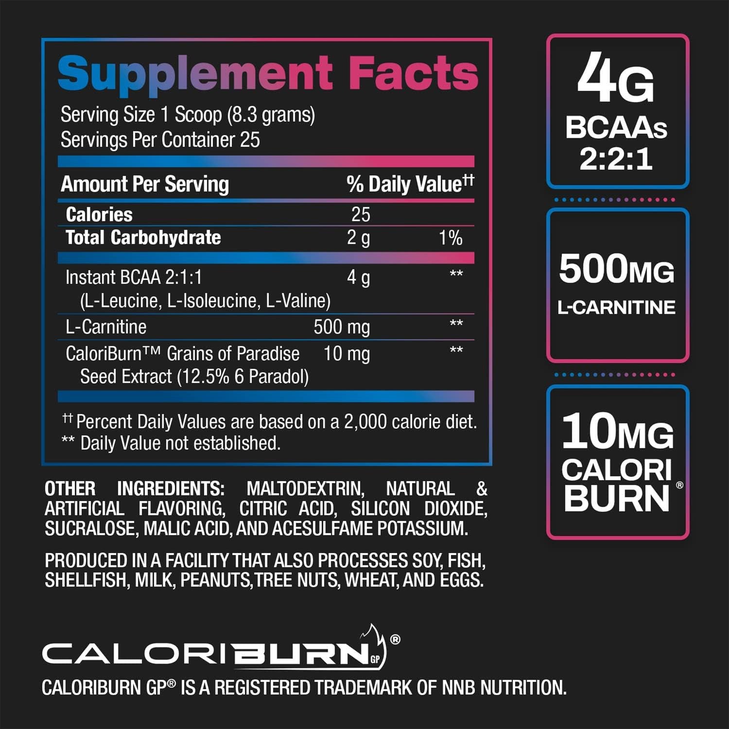 BPI BEST BCAA SHREDDED - BLUE RAZ FLAVOR | NUTRITION FACTS | 25 SERVINGS | GYMSUPPLEMENTSUS.COM