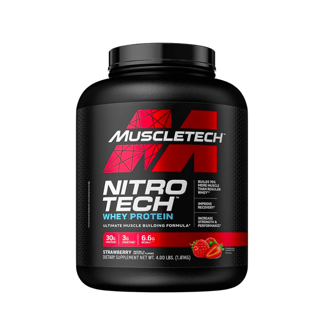 MUSCLETECH NITRO-TECH PROTEIN | STRAWBERRY FLAVOUR | GYM SUPPLEMENTS U.S