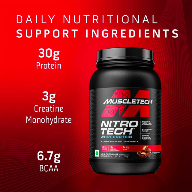 MUSCLETECH NITRO-TECH PROTEIN | MILK CHOCOLATE FLAVOUR | GYM SUPPLEMENTS U.S 