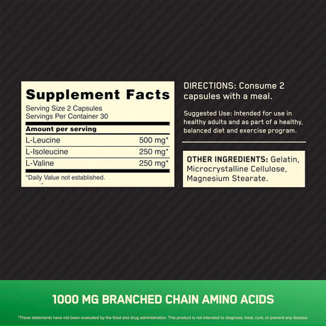OPTIMUM NUTRITION BCAA 1000 - NUTRITION FACTS