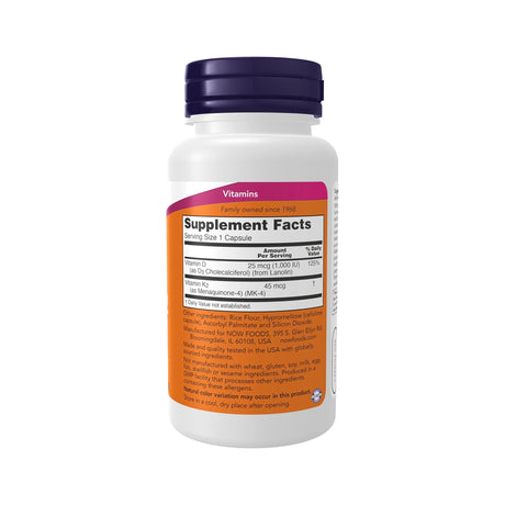 VITAMIN D3 & K2 CAPSULES - NUTRITION FACTS 