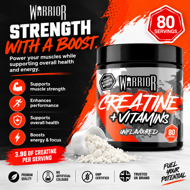 Warrior Creatine + Vitamins 3.9g per serving, 80 servings, Unflavoured