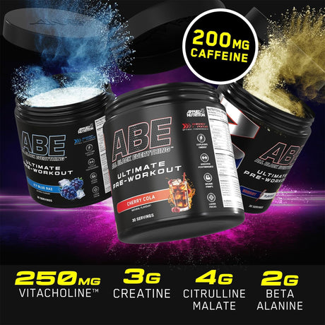 ABE Black Pre-Workout CHERRY COLA Flavor – Intense Energy, Focus & Performance Booster – 315g Pre-Workout Powder – Official at Gym Supplements U.S.
