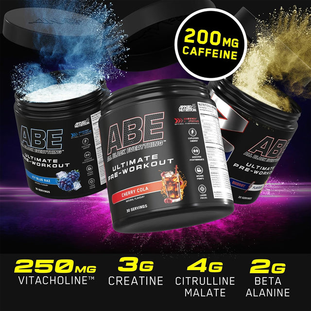 ABE Black Pre-Workout CHERRY COLA Flavor – Intense Energy, Focus & Performance Booster – 315g Pre-Workout Powder – Official at Gym Supplements U.S.