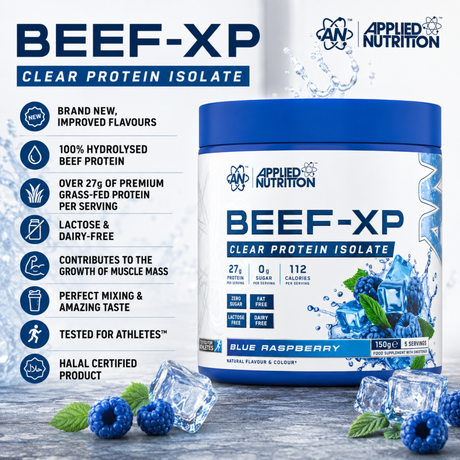 Applied Nutrition Beef-XP Clear Protein Isolate Blue Raspberry with 27g protein