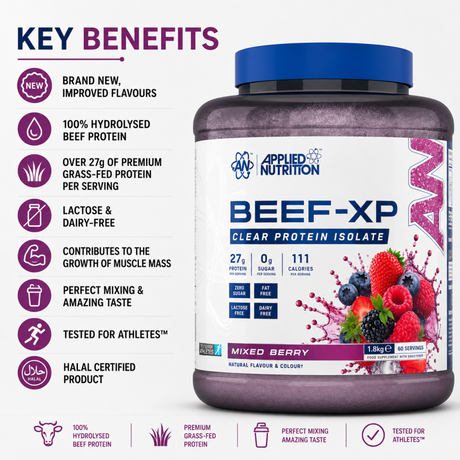 Applied Nutrition Beef-XP Clear Protein Isolate 1.8kg Mixed Berry