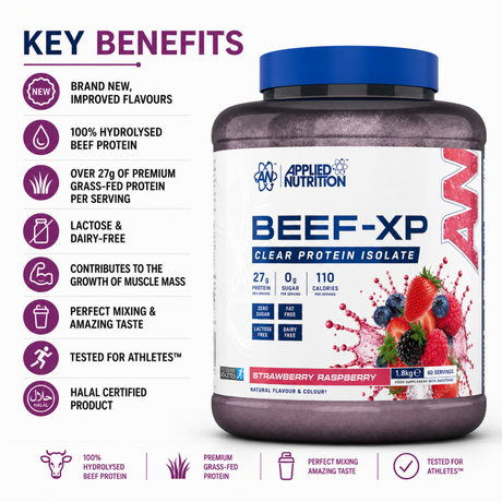 Applied Nutrition Beef-XP Clear Protein Isolate 1.8kg Strawberry Raspberry
