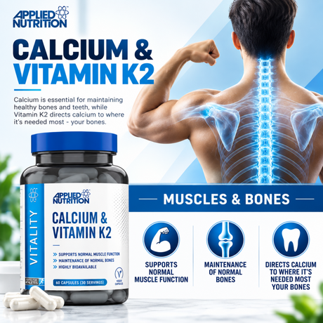 Applied Nutrition Calcium & Vitamin K2 for normal muscle function and bone health