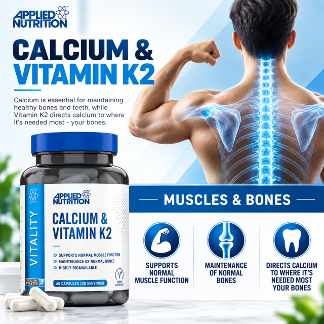 Applied Nutrition Calcium & Vitamin K2 for normal muscle function and bone health