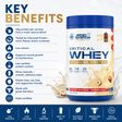 Applied Nutrition Critical Whey Protein 1.8 lbs in White Choco Hazelnut, showing nutritional benefits and Halal certification