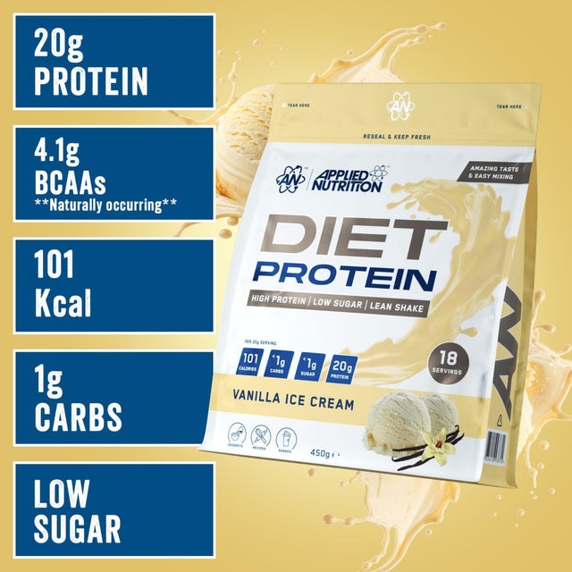 Applied Nutrition Diet Whey Protein Vanilla Ice Cream, 450g lean protein shake.